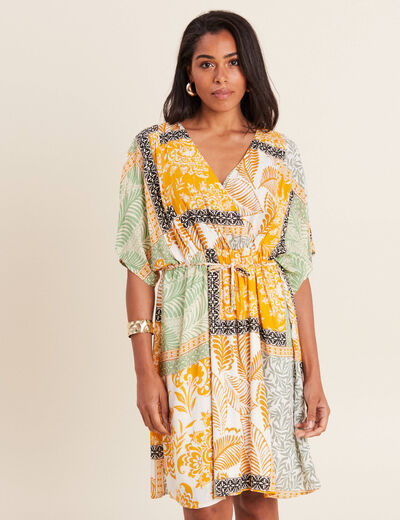 Robe imprimée jaune femme