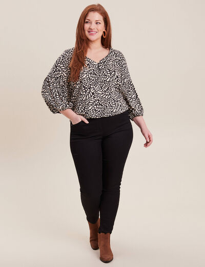 Blouse manches 3/4 noir femme