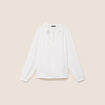 Blouse col v manches longues fluide ecru femme