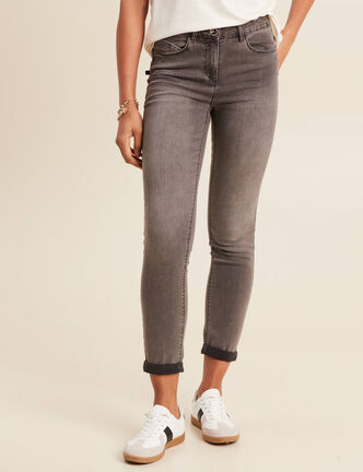 Jean ajusté taille standard 7/8ème gris femme