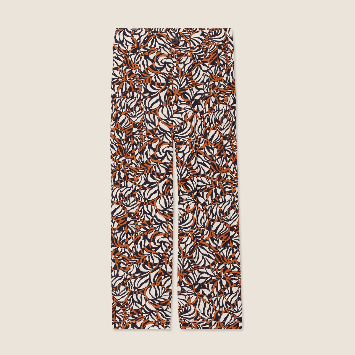 Pantalon flou large 7/8ème marron femme