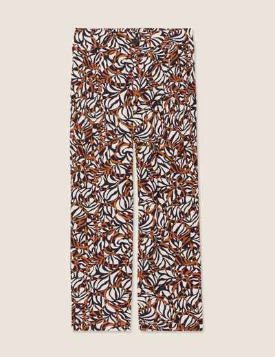 Pantalon flou large 7/8ème marron femme