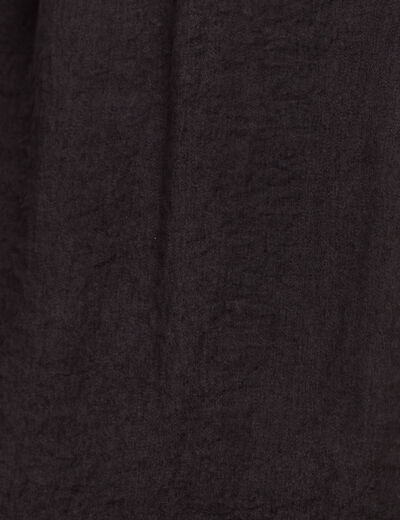 Chemise ample satin&eacute;e manches longues noir femme