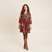 Robe évasée fluide manches 3/4 multicolore femme