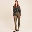 T-shirt dentelle manches longues vert kaki femme