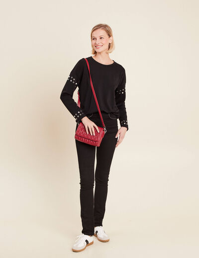 Sweat manches longues clous noir femme