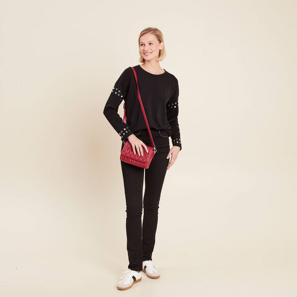 Sweat manches longues clous noir femme