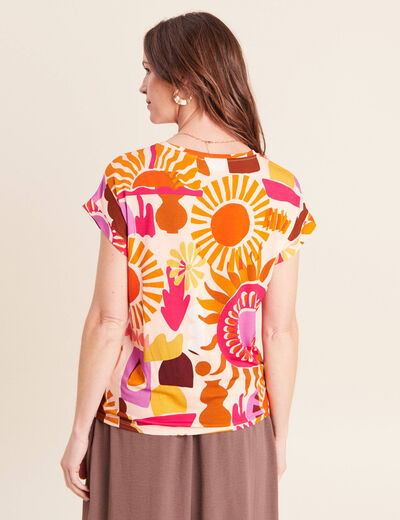 T-shirt manches courtes multicolore femme