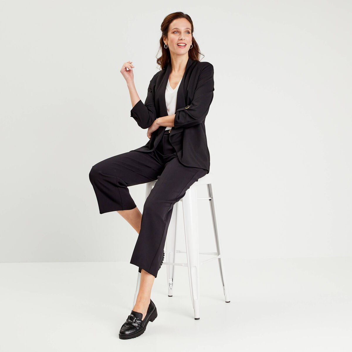 Veste esprit blazer droite noir femme