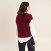 Gilet droit mi-long col v bordeaux femme