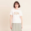 T-shirt col rond manches courtes ecru femme