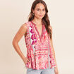 Blouse ample sans manches col v rose femme
