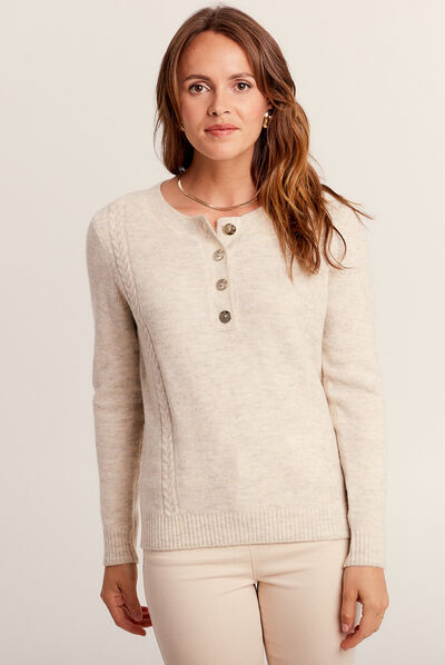 Pull manches longues beige femme