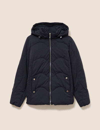 Doudoune cintr&eacute;e courte bleu fonc&eacute; femme