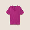 T-shirt col v manches courtes violet femme