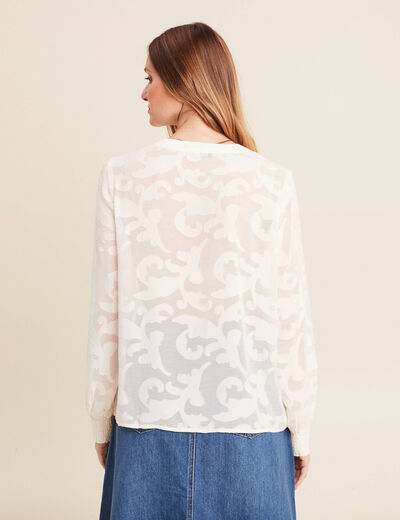 Chemise ample manches longues ecru femme