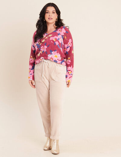 Pull manches longues rose femme