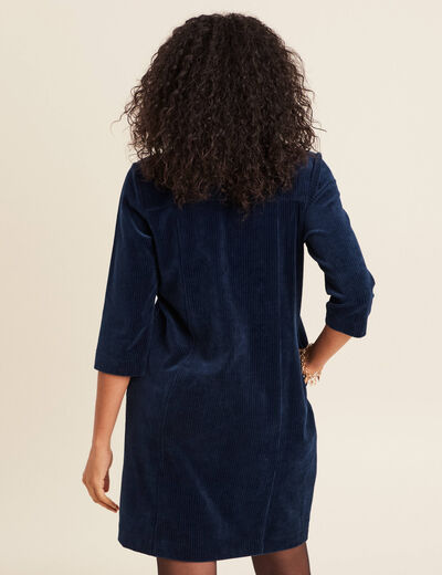 Robe droite velours bleu marine femme