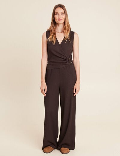 Combinaison pantalon marron foncé femme
