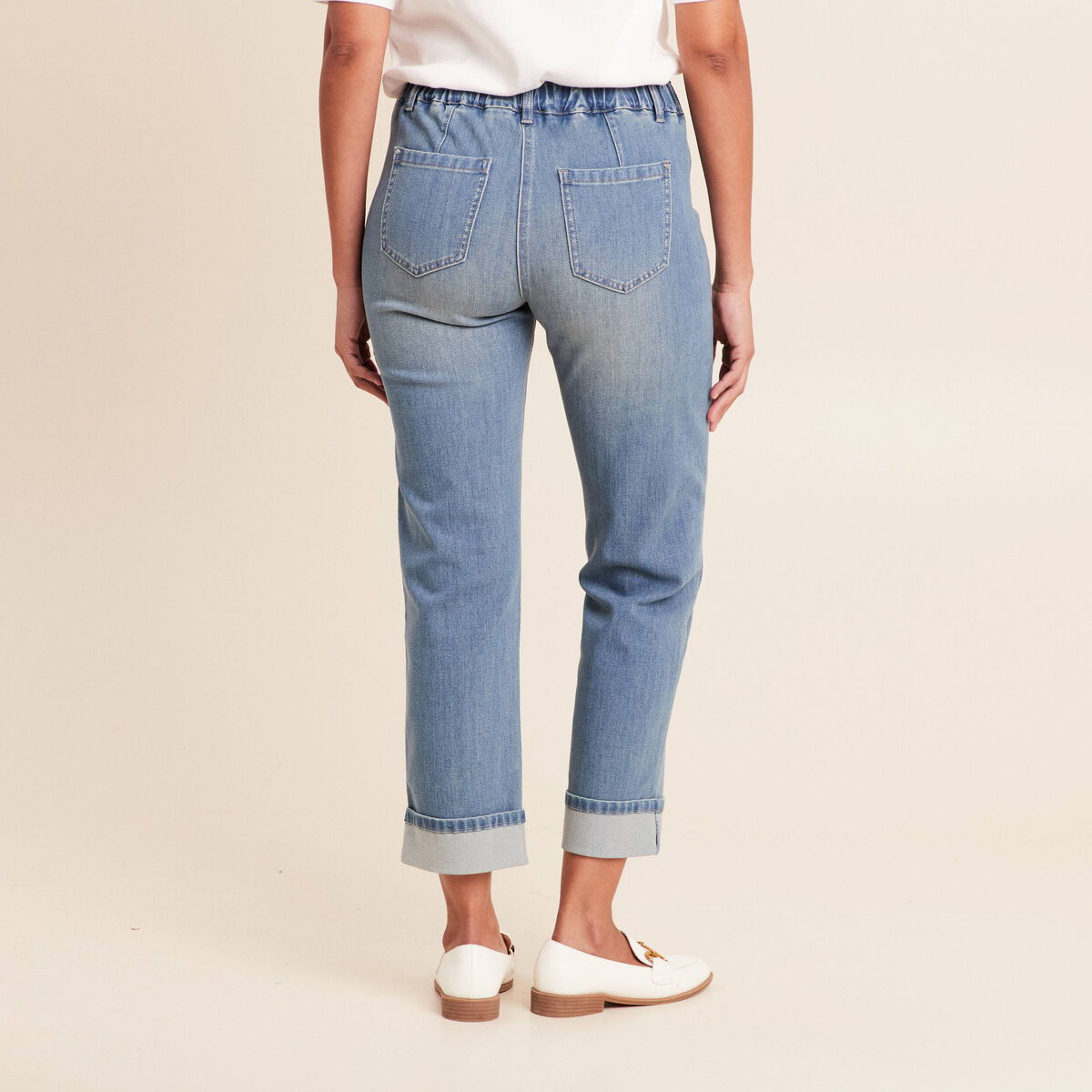 Jean coupe mom 7/8&egrave;me denim double stone femme