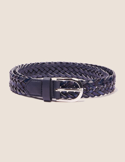 Ceinture tressée irisée bleu marine femme
