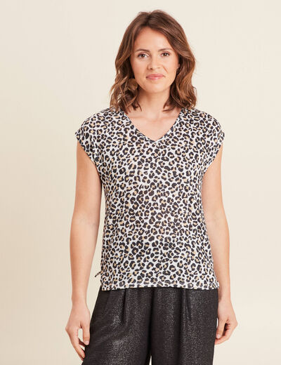 T-shirt manches courtes creme femme