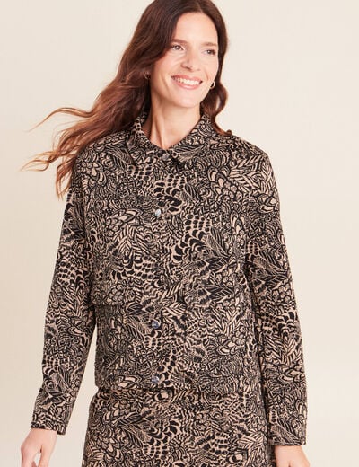 Veste droite doubl&eacute;e beige femme