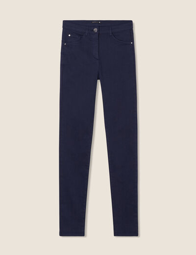 Pantalon léger taille haute long bleu marine femme