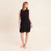 Robe pliss&eacute;e sans manches col rond noir femme