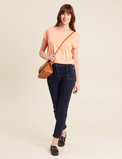 T-shirt manches courtes rose saumon femme