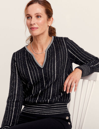 Pull manches longues noir femme