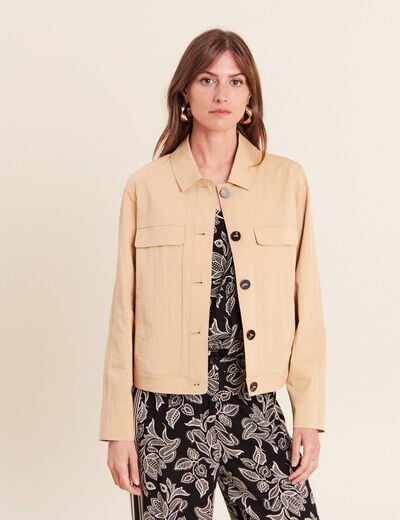Veste doubl&eacute;e beige femme
