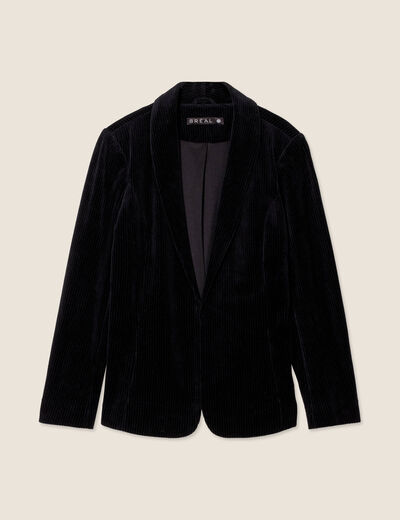 Veste tailleur velours noir femme