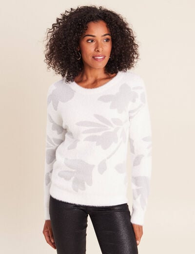 Pull col rond manches longues couleur argent femme