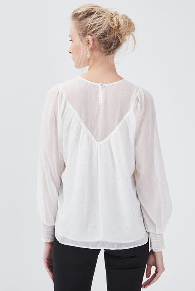 Blouse manches longues ecru femme