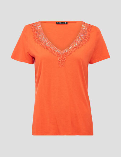 T-shirt manches courtes orange femme