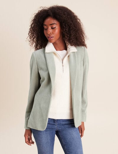 Veste tailleur velours vert clair femme