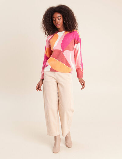 Pull col montant orange femme