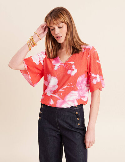 Blouse manches courtes rouge femme