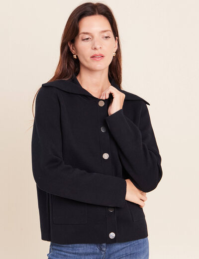 Veste r&eacute;versible en maille noir femme