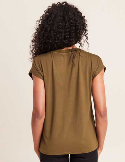 T-shirt manches courtes vert olive femme