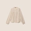 Chemise vichy manches longues col rond marron femme