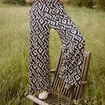 Pantalon large taille haute bleu femme