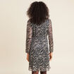 Robe zébrée à sequins évasée noir femme