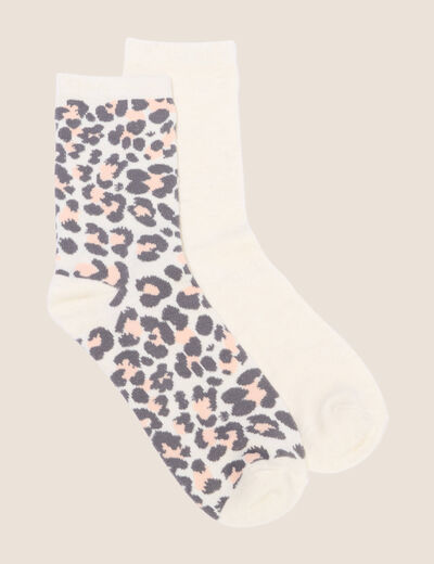 Lot 2 paires chaussettes ecru femme