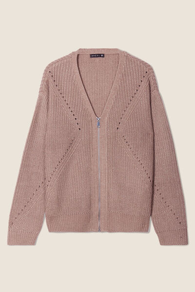 Pull manches longues taupe femme
