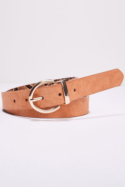 Ceinture réversible marron clair femme