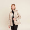Parka courte m&eacute;tallis&eacute;e beige femme