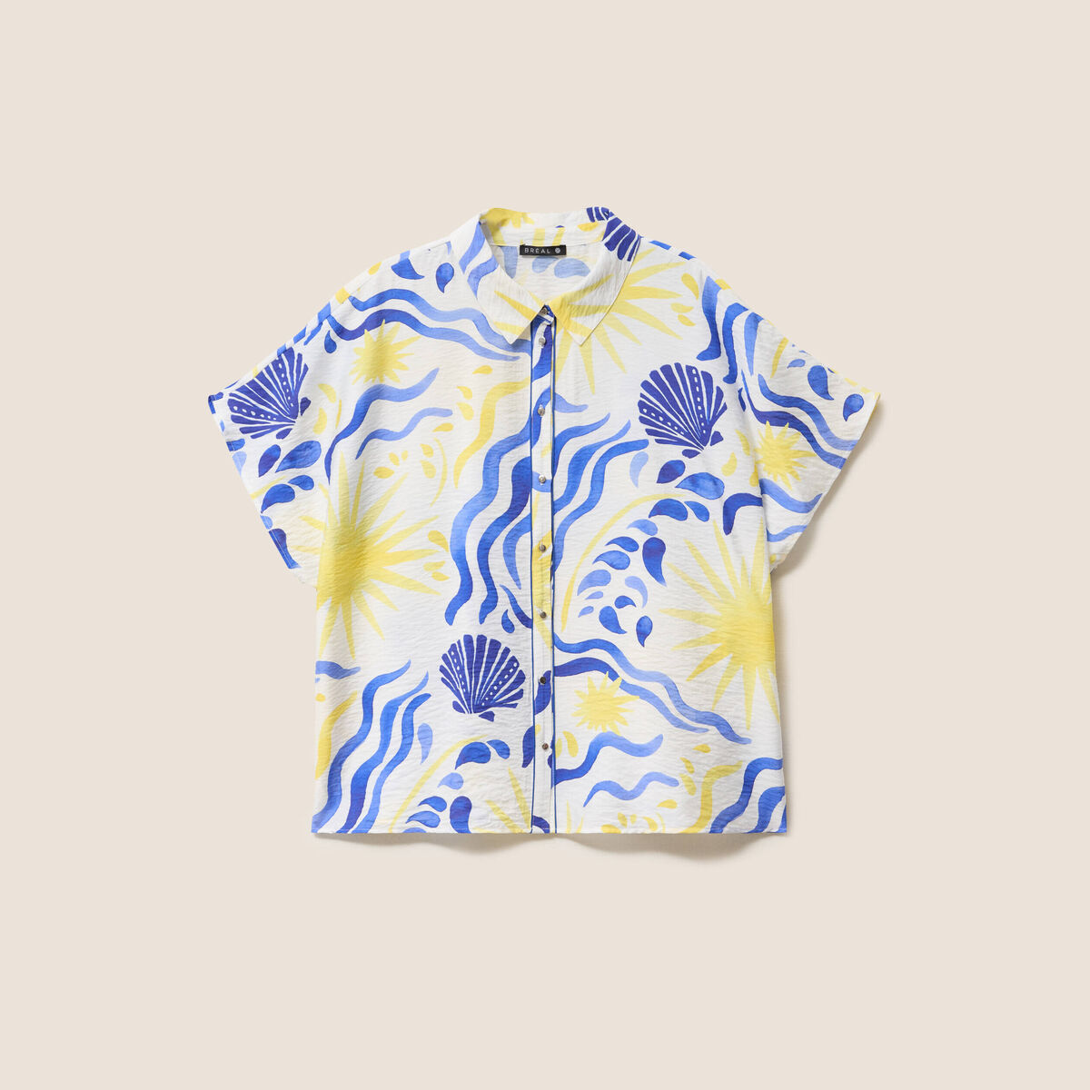 Chemise fluide manches courtes bleu femme