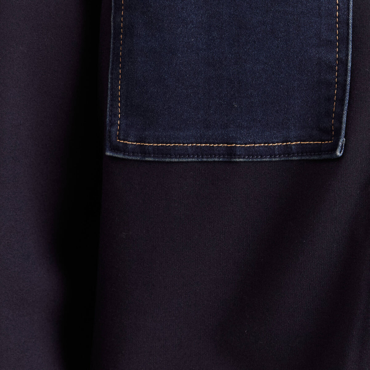 Veste droite courte manches longues denim brut femme
